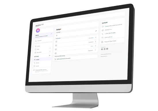 HomePass Genius WiFi app displayed on smartphone showing network management interface