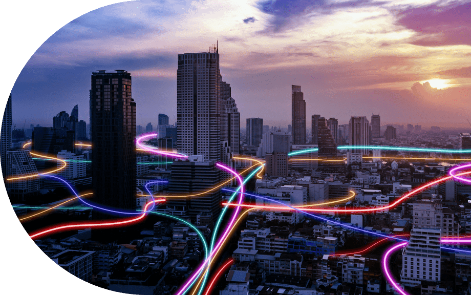 Colorful Fiber spaning city